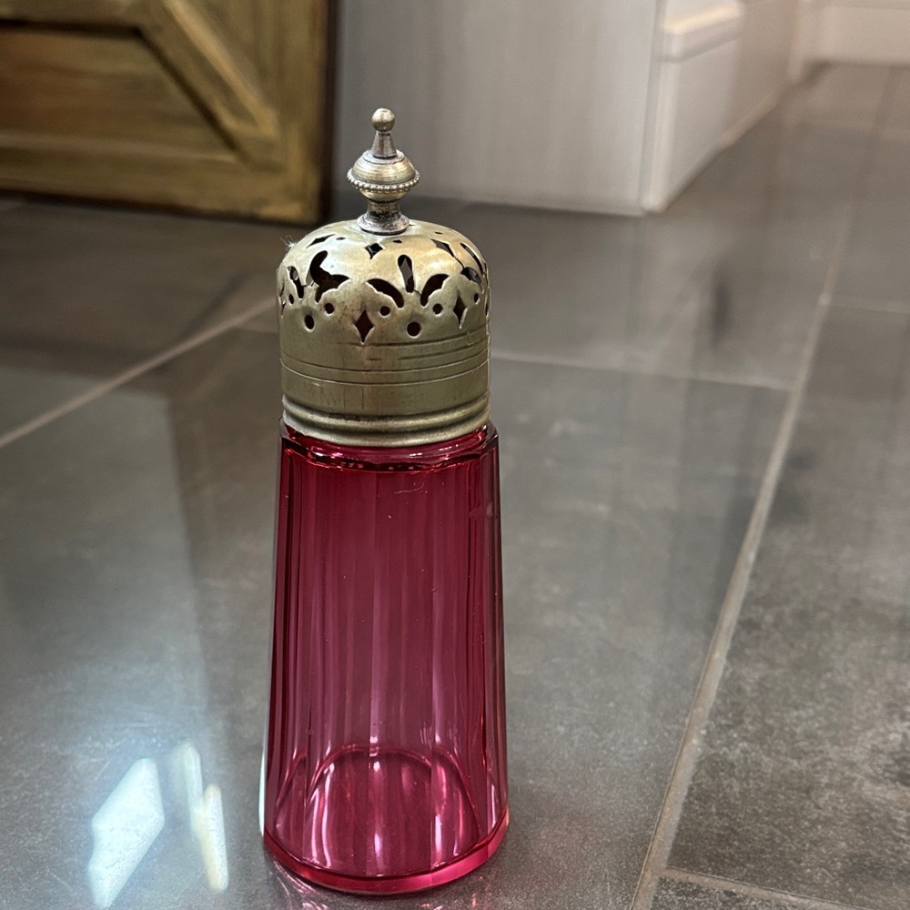 19th century powder, sugar, sifter glassware